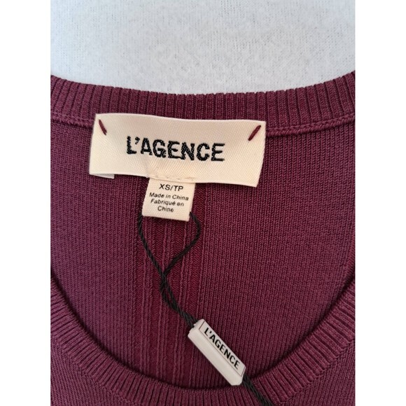 NEW! L'Agence Shelby Bodycon Dress Knit Stretch Sleeveless Burgundy Midi XS - Picture 6 of 10